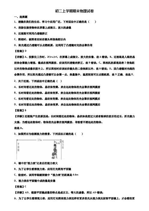 [试卷合集3套]长沙市某实验中学2018年八年级上学期期末教学质量检测物理试题