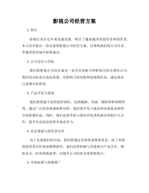 影视公司经营方案