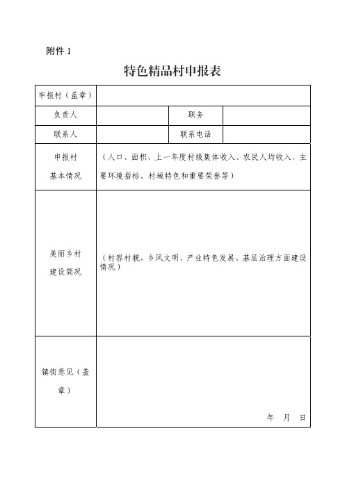 特色精品村申报表