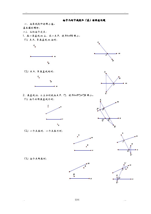 初中几何中线段和与差最值问题