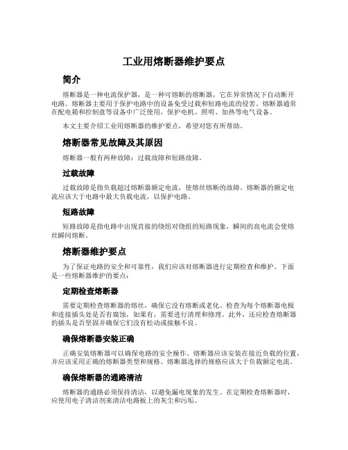 工业用熔断器维护要点