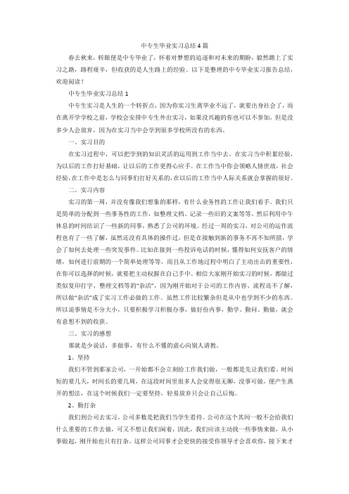 中专生毕业实习总结4篇