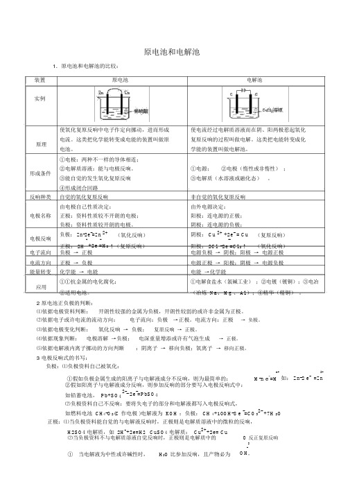 原电池和电解池知识点总结