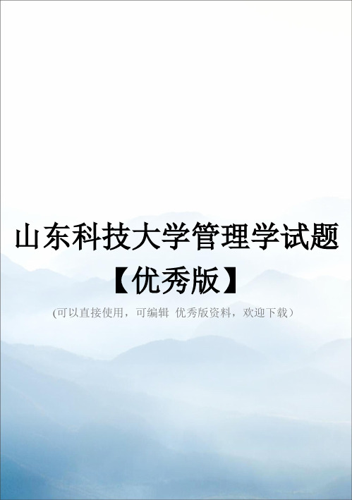 山东科技大学管理学试题【优秀版】