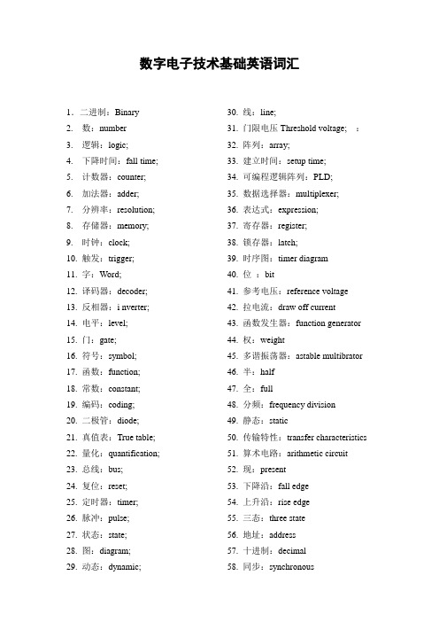 数字电子技术基础英语词汇