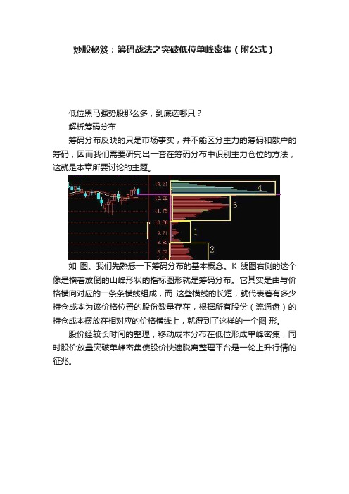 炒股秘笈：筹码战法之突破低位单峰密集（附公式）