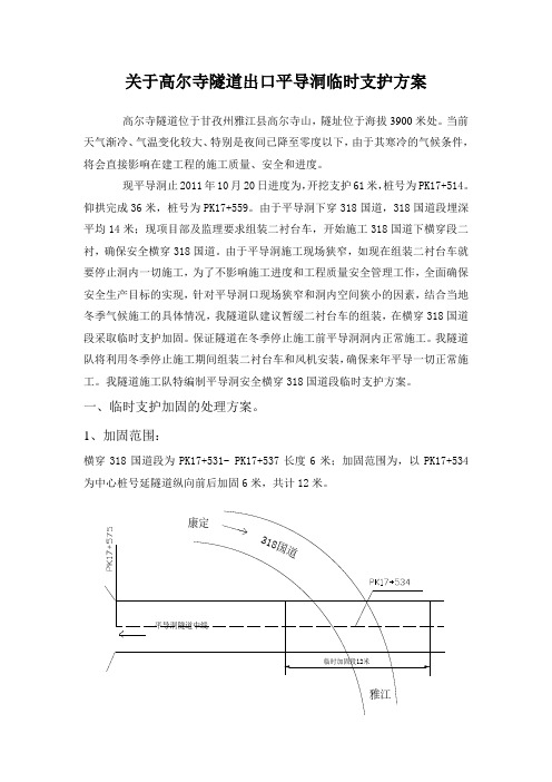 关于高尔寺隧道平导临时支护方案