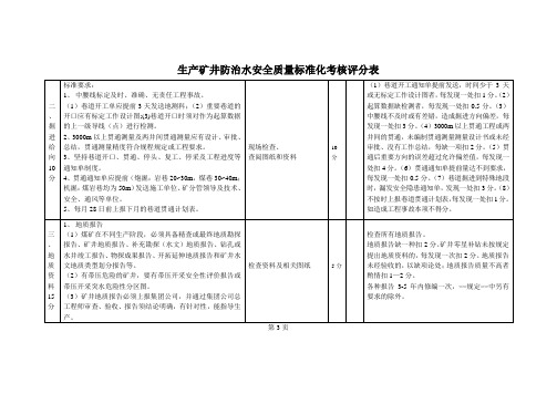 生产矿井防治水安全质量标准化考核评分表