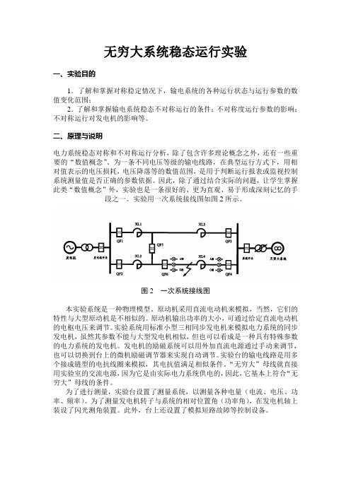 无穷大系统稳态运行实验报告