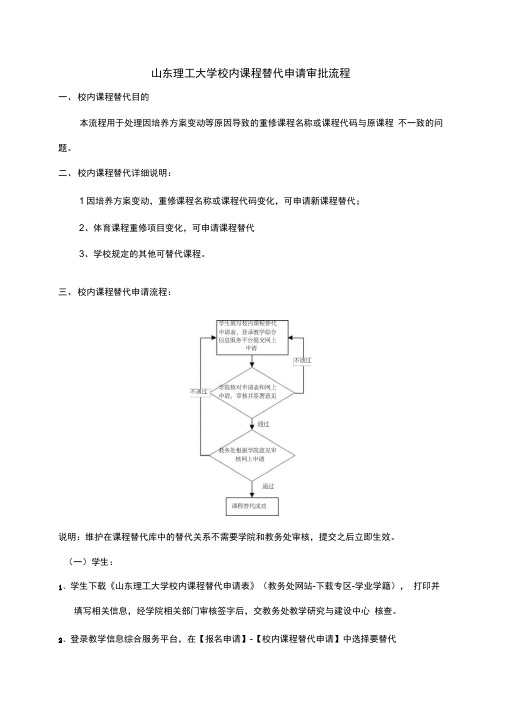 山东理工大学校内课程替代申请审批流程