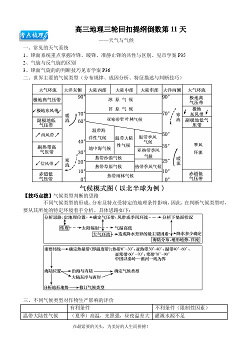 高三地理回扣提纲天气与气候