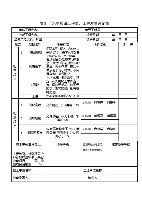 水保工程单元工程质量评定表