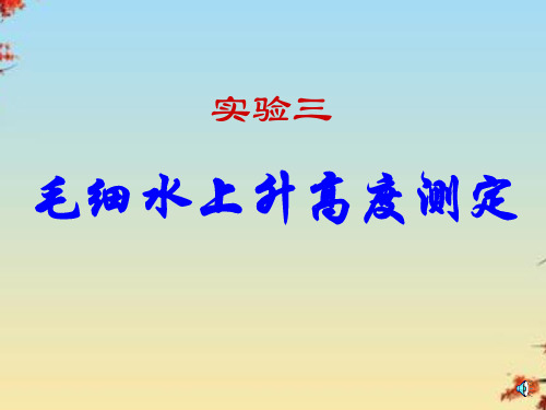 水文地质学基础实验三毛细水上升高测定