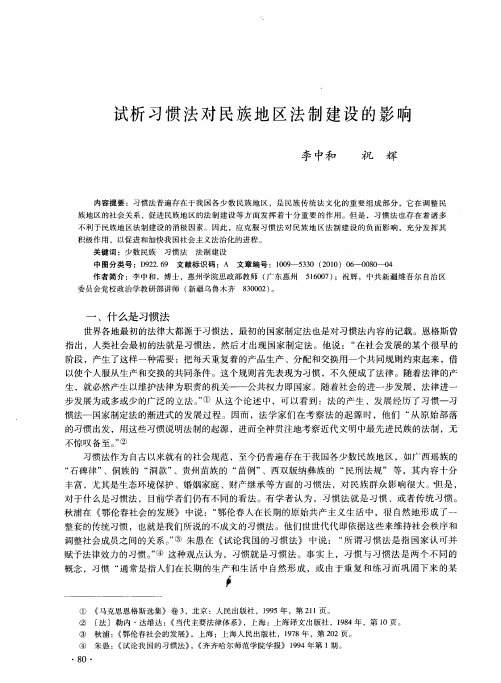 试析习惯法对民族地区法制建设的影响