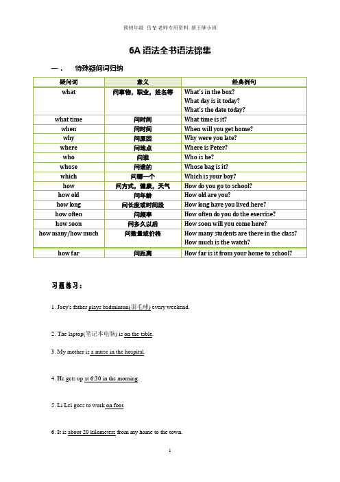 浦东新王牌 周末小班 初中牛津英语6A语法题