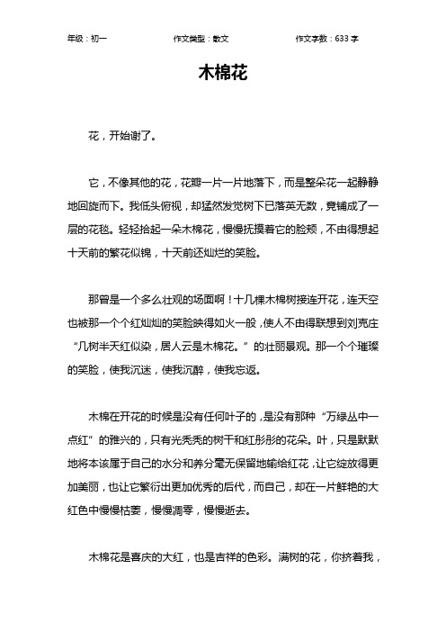 木棉花作文【初中初一600字】