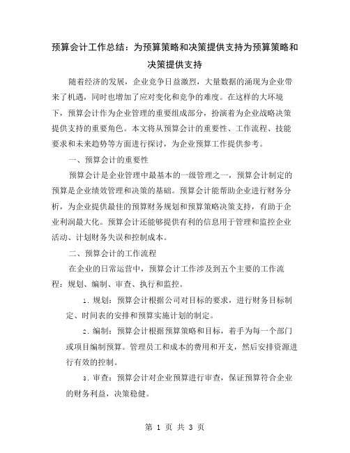 预算会计工作总结：为预算策略和决策提供支持