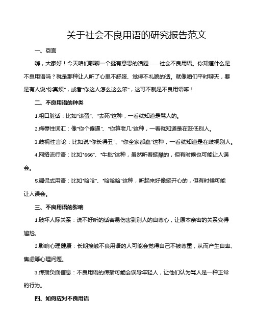 关于社会不良用语的研究报告范文