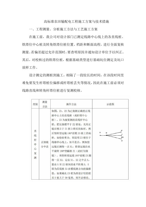 高标准农田输配电工程施工方案与技术措施