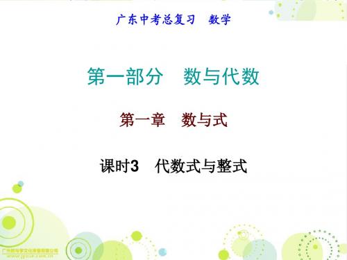 2017年广东省中考数学备考必备第一部分数与代数第一章数与式课时3代数式与整式