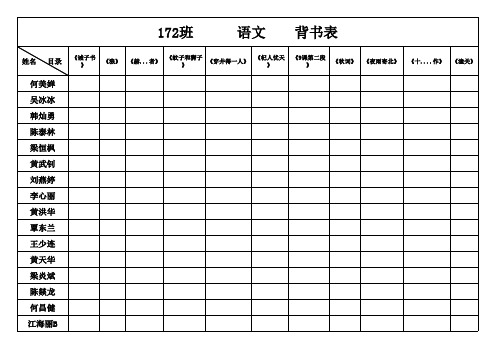 人教版初一语文上册     背书表