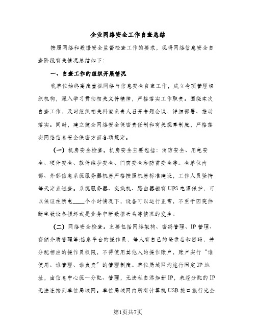 企业网络安全工作自查总结（2篇）