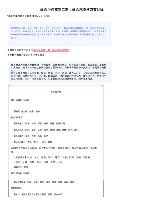 吴语小课堂第二期：吴语太湖片方言分区