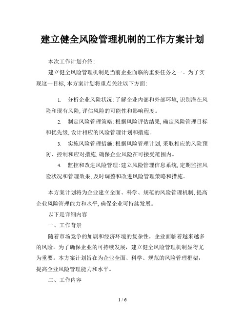 建立健全风险管理机制的工作方案计划