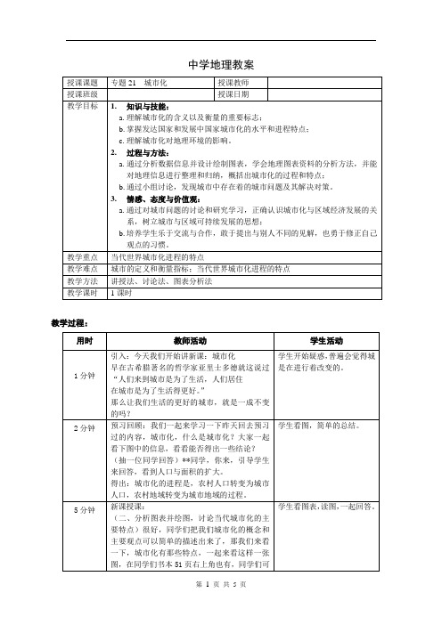 专题21城市化-教案(详案)