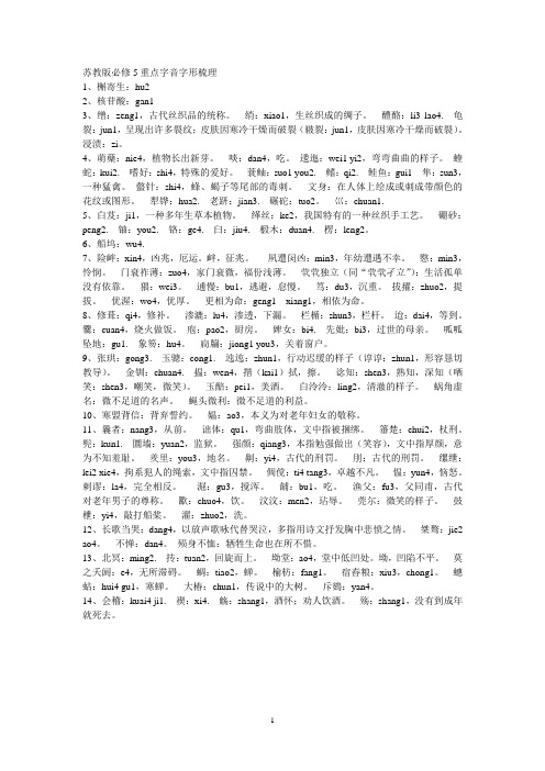 苏教版必修5重点字音字形整理