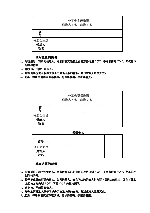 分工会主席、委员选票.doc