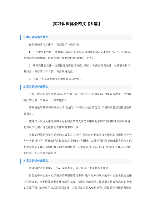 实习认识体会范文6篇