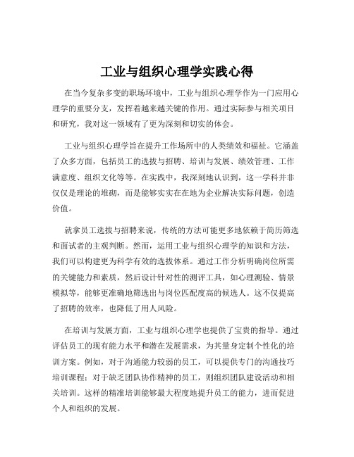 工业与组织心理学实践心得