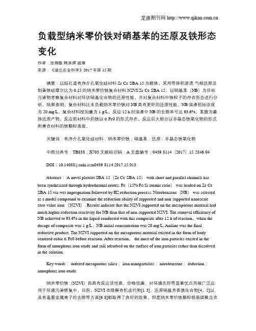 负载型纳米零价铁对硝基苯的还原及铁形态变化