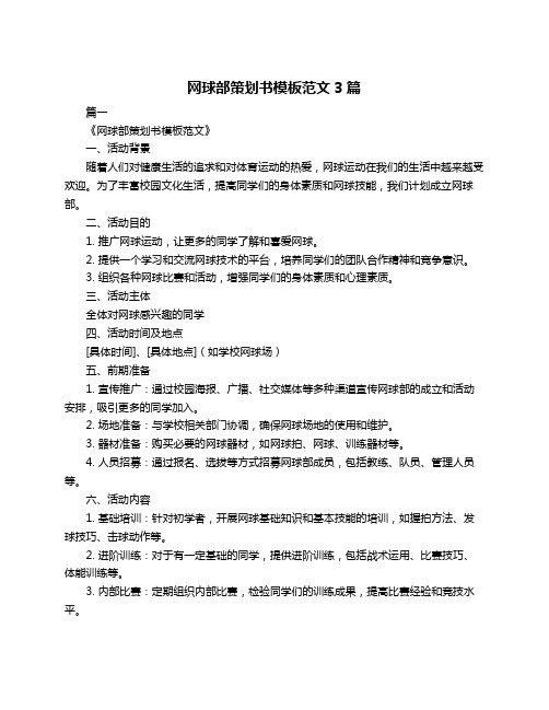 网球部策划书模板范文3篇