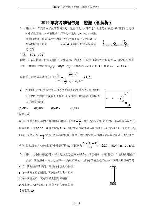 2020年高考物理专题 碰撞(含解析)