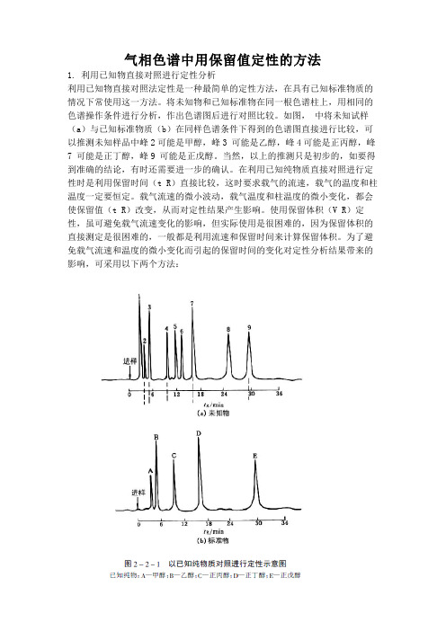 气相色谱中用保留值定性及方法