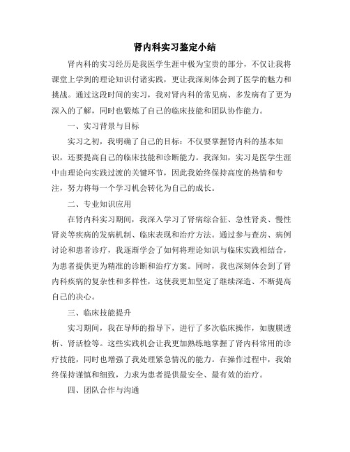 肾内科实习鉴定小结