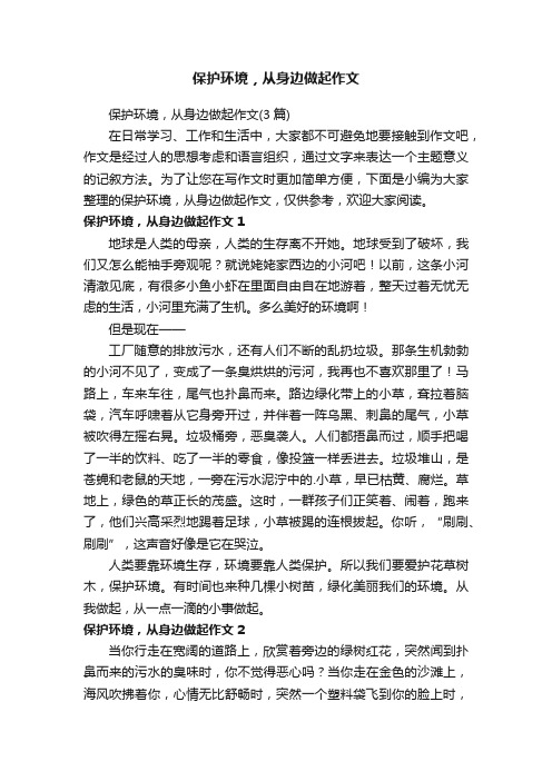 保护环境,从身边做起作文(3篇)