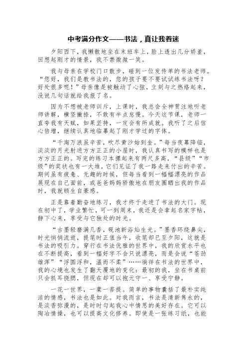 中考满分作文——书法,真让我着迷