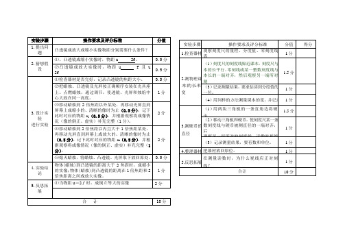 2016实验操作考试评分标准