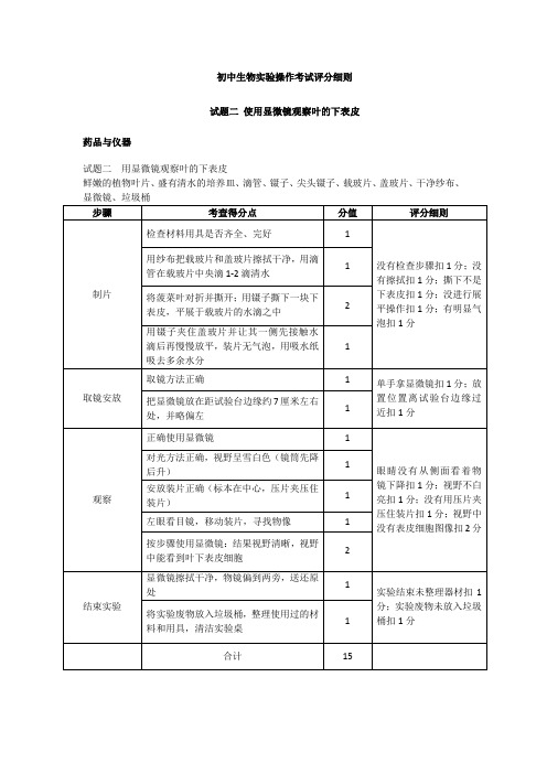 生物(使用显微镜观察叶的下表皮)