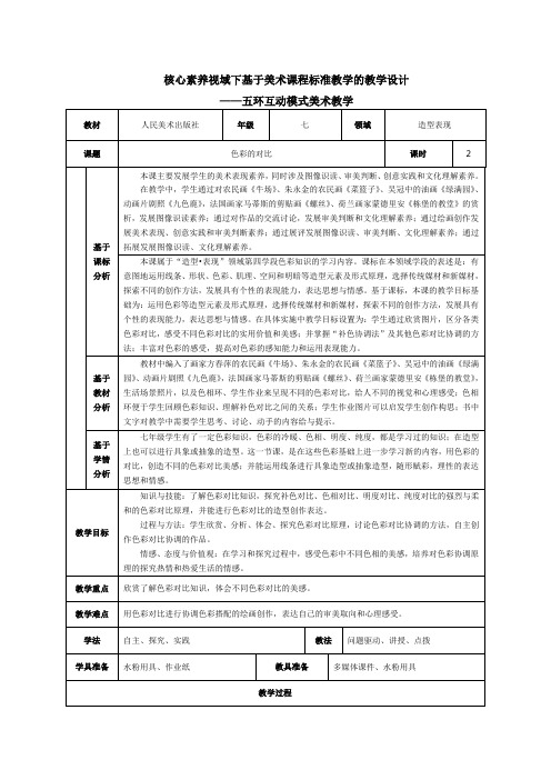 基于美术课程标准教学的教学设计