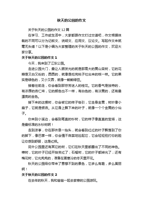 关于秋天的公园的作文12篇