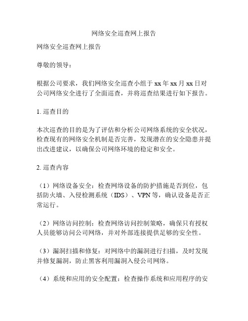 网络安全巡查网上报告