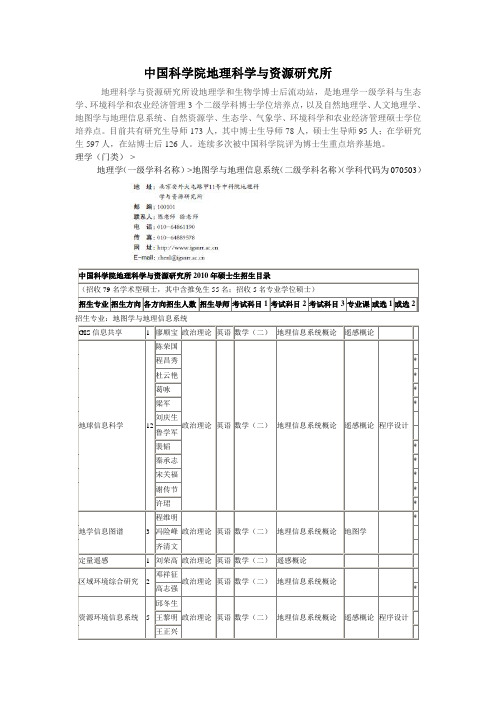 中科院研究生信息