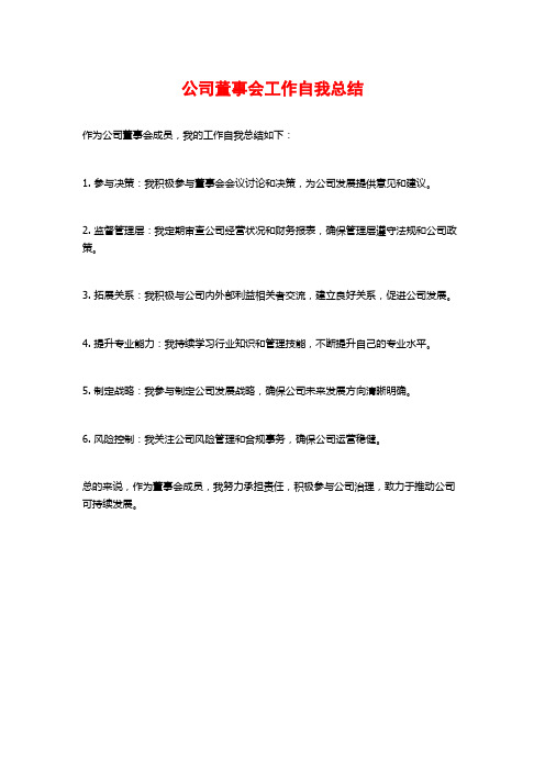 公司董事会工作自我总结