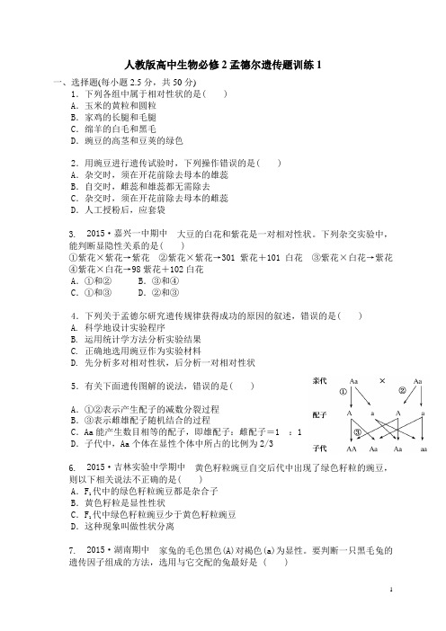 人教版高中生物必修2孟德尔遗传题训练1