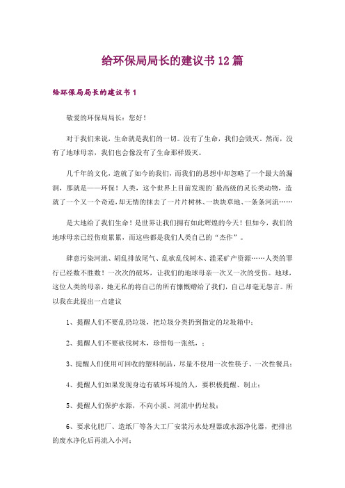 给环保局局长的建议书12篇