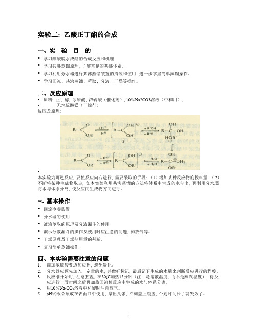 乙酸正丁酯的合成